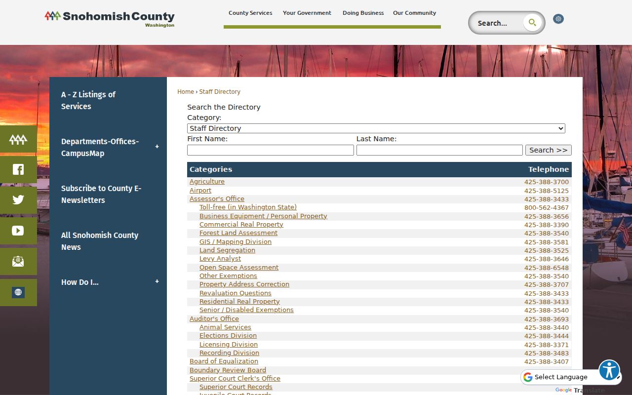 Martha Lake people directories in the Snohomish County government directory