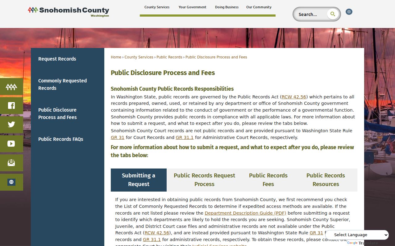 Martha Lake public records request process and fee page