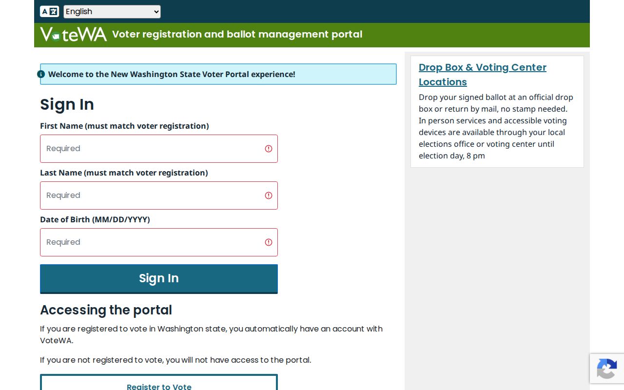 Martha Lake voter registration lookup on the official VoteWA portal
